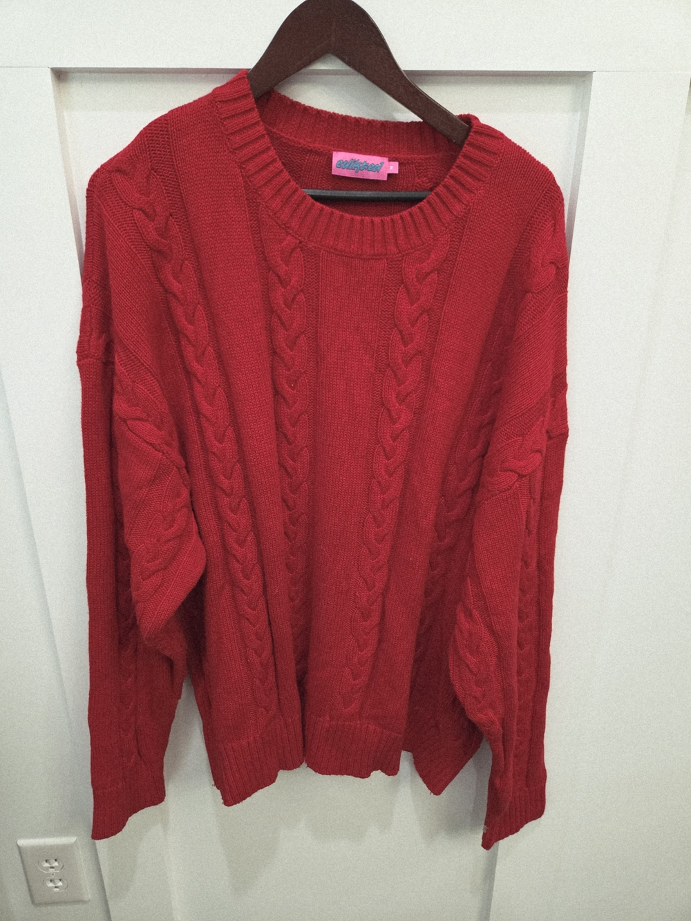 Red Cable Knit Women’s Sweater